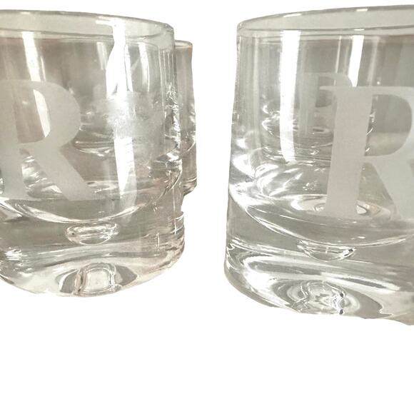 Personalized Crystal Double Old Fashion Glasses Set/4 Times Square Initial - Picture 5 of 5